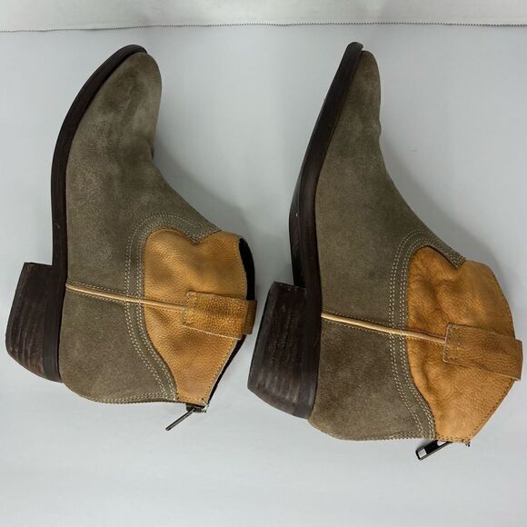 Steve Madden Midnite Gray Suede/Tan Cowboy Women’s Ankle Booties Sz 7 - Picture 5 of 11